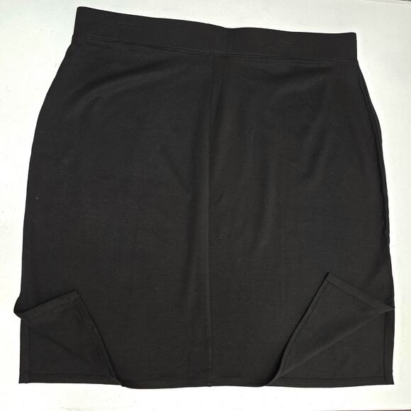 Logo Lori Goldstein Skirt Size 1X Black Pull-On Side Slits Stretch Knee Length - Picture 2 of 8